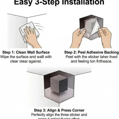3D Optical Illusion Wall Sticker – Set of 3