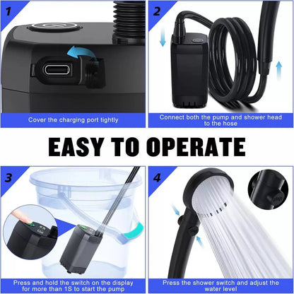 Portable Camping Shower with Smart Temperature Display