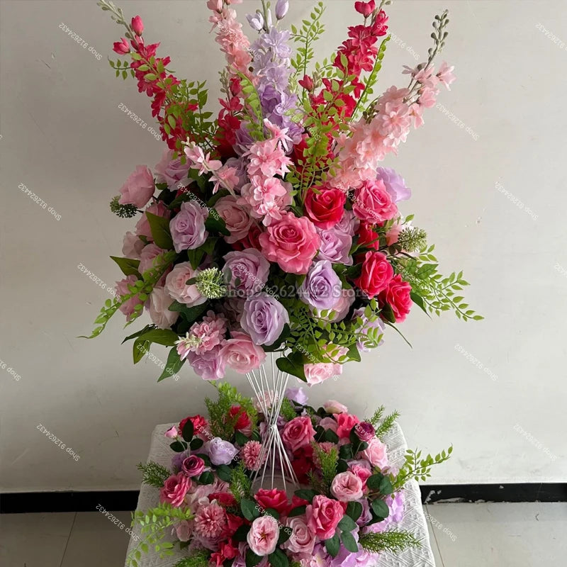 Silk Rose Flower Runner – Wedding & Event Decor (Pink / Hot Pink / Purple)
