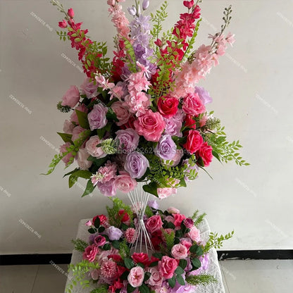 Silk Rose Flower Runner – Wedding & Event Decor (Pink / Hot Pink / Purple)
