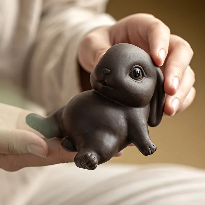 Cute Purple Clay Rabbit Tea Pet – Tea Table Ornament