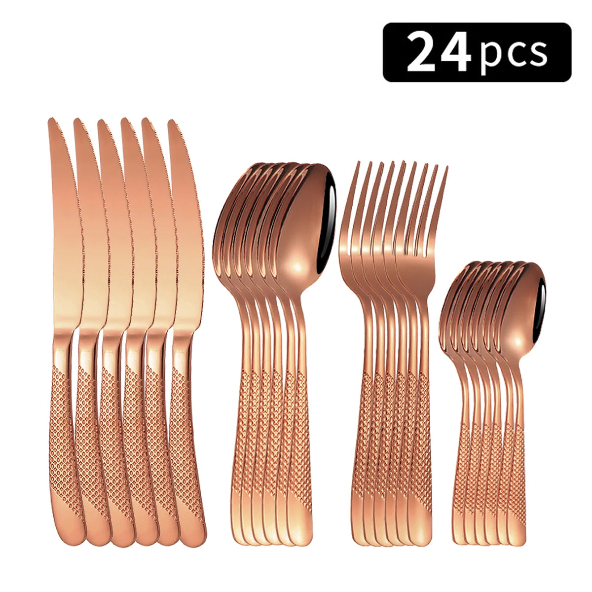24pc Star Diamond Stainless Steel Cutlery Set – 6 Knives, 6 Forks & 12 Spoons