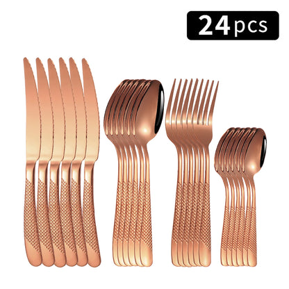 24pc Star Diamond Stainless Steel Cutlery Set – 6 Knives, 6 Forks & 12 Spoons
