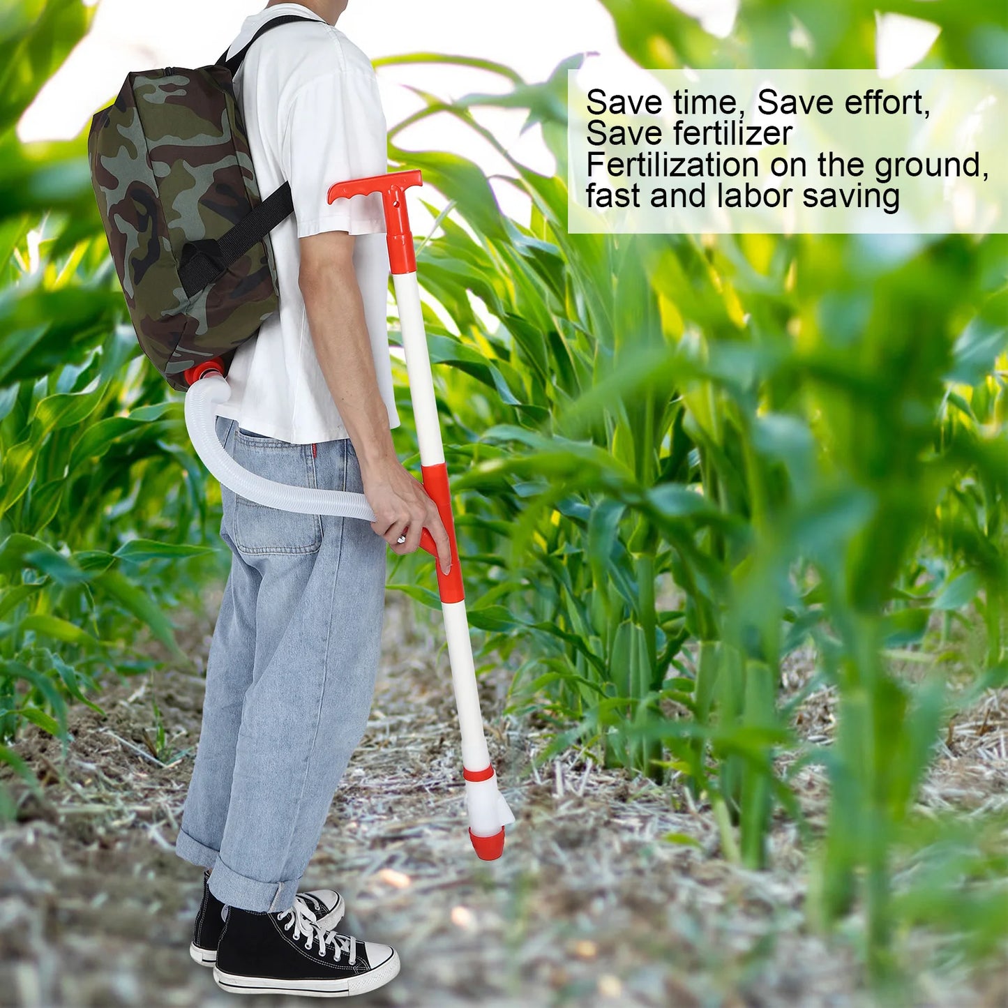 Manual Fertilizer Spreader with Adjustable Flow & Bag