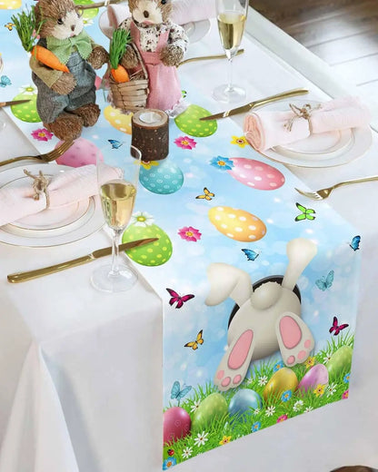 Easter Bunny Linen Table Runner – Spring Farmhouse Decor