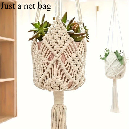 Boho Macrame Plant Hanger – Hanging Rope Basket for Plants