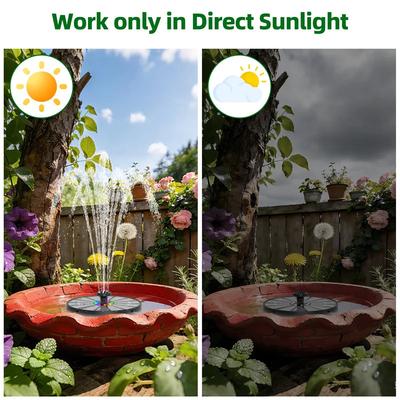Solar Fountain Pump 3.5W LED Battery 8 Nozzle Bird Bath