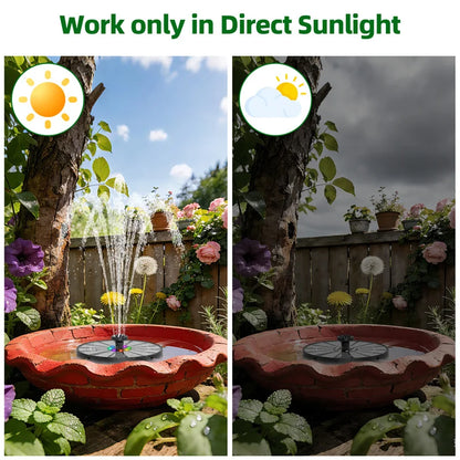 Solar Fountain Pump 3.5W LED Battery 8 Nozzle Bird Bath