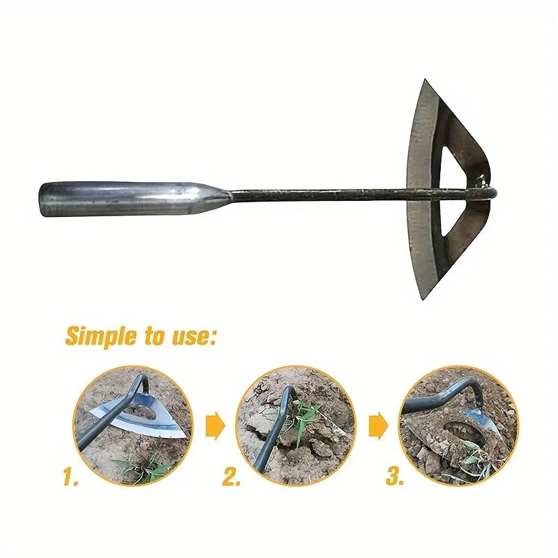 Heavy-Duty Steel Hollow Garden Hoe – Rust Resistant Hand Weeder Tool