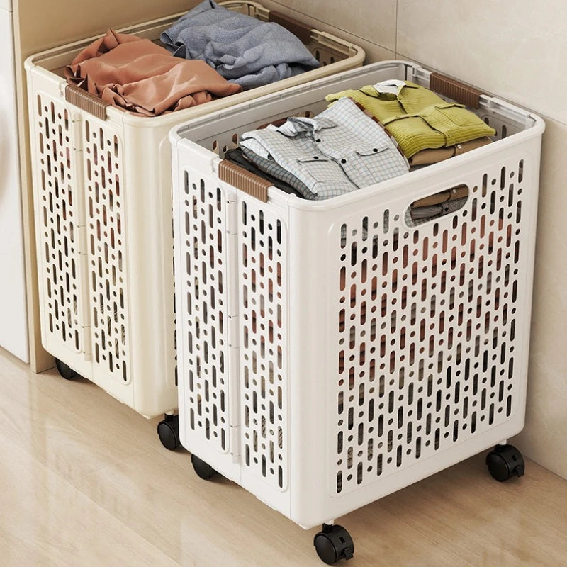 Foldable Laundry Basket with Wheels – Large Rolling Clothes Hamper