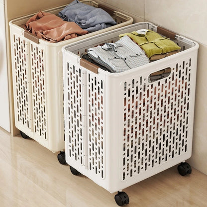 Foldable Laundry Basket with Wheels – Large Rolling Clothes Hamper