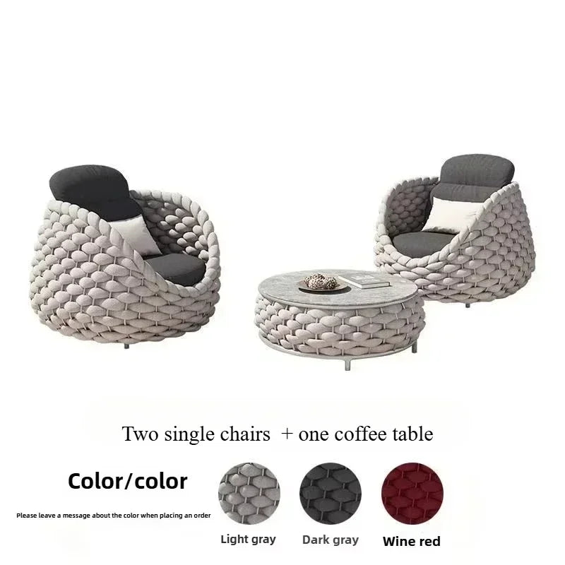 Eazy Living 2-Seater Patio Bistro Set – Outdoor PE Rattan Chairs