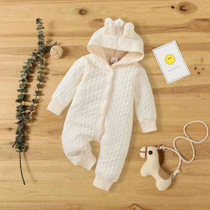 Cute Hooded Baby Romper with Ears – Soft & Cozy Bodysuit (0–18 Months)