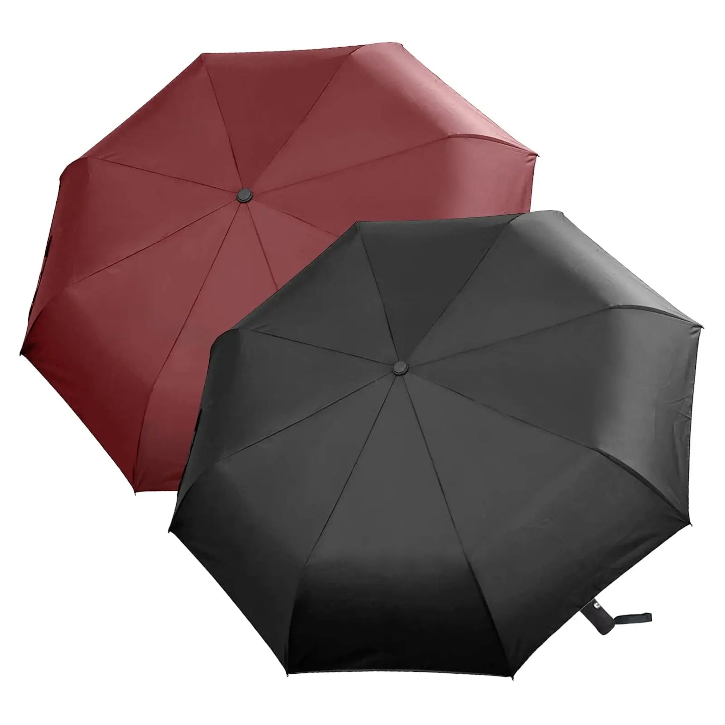 12-Bone Black Automatic Travel Umbrella – Compact & Windproof