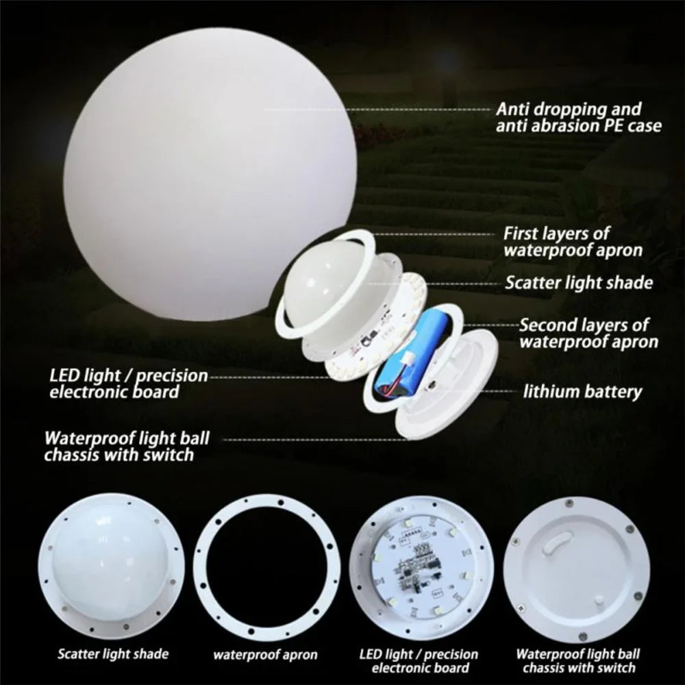 LED Garden Ball Light – Waterproof Rechargeable Outdoor Lamp