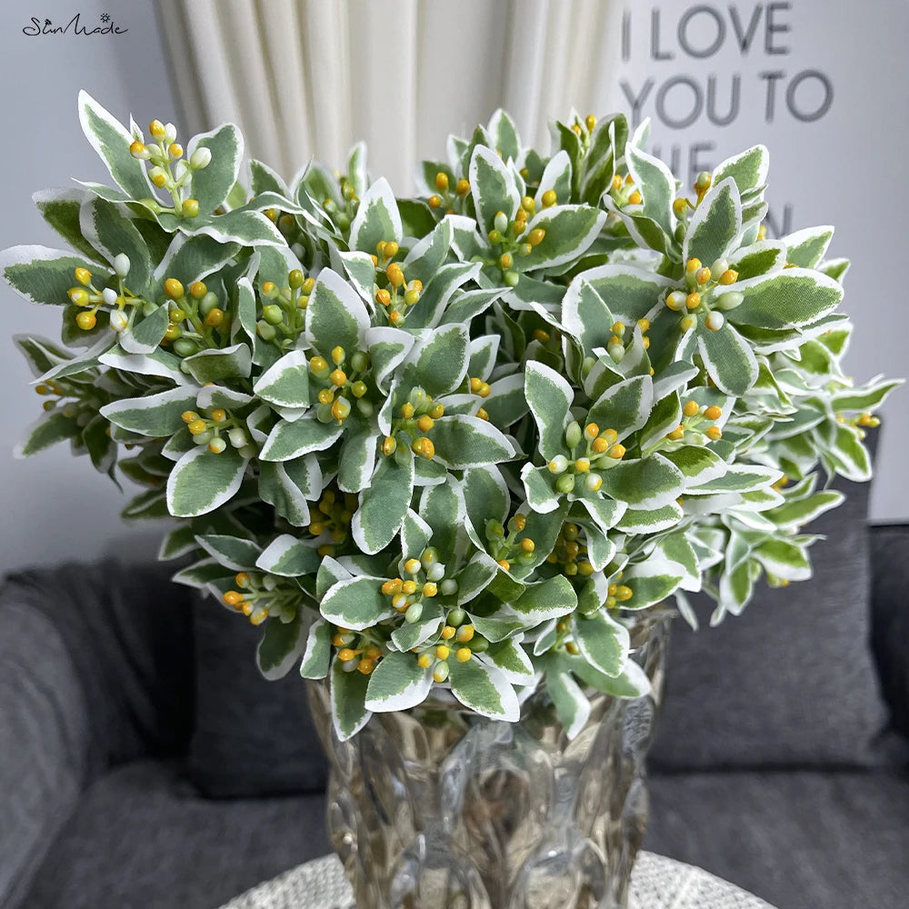Silver Edge Artificial Leaf Stems (3 Pcs Set)