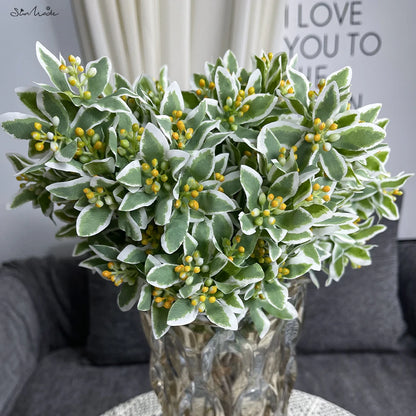 Silver Edge Artificial Leaf Stems (3 Pcs Set)
