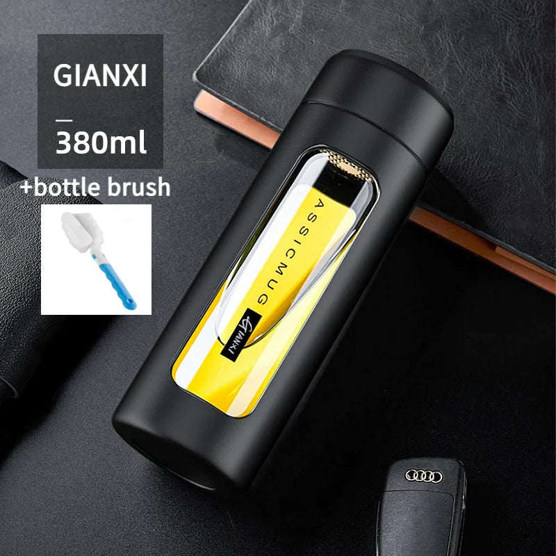 GIANXI 380ML Portable Glass Teacup – Anti-Scald & Durable