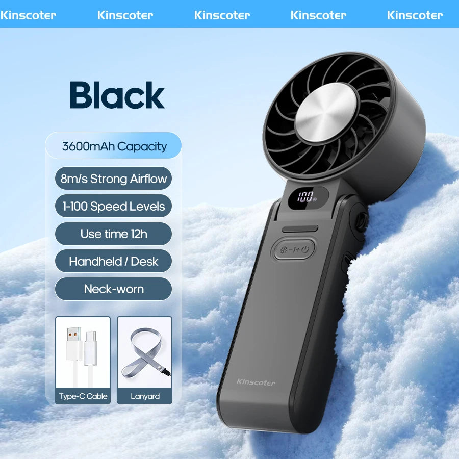 Portable Foldable Handheld Cooling Fan – 3600mAh Rechargeable Fan