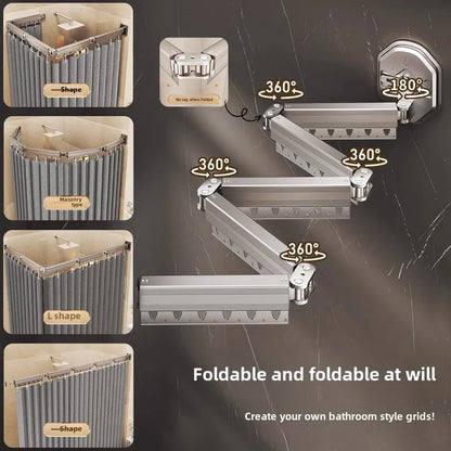 Folding Waterproof Shower Curtain – No-Drill Bathroom Divider