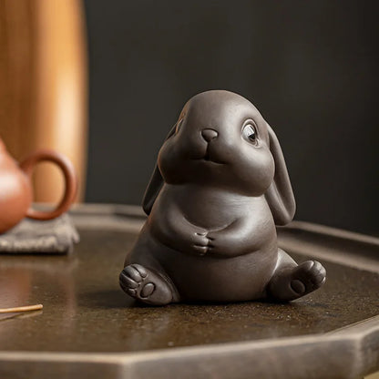 Cute Purple Clay Rabbit Tea Pet – Tea Table Ornament