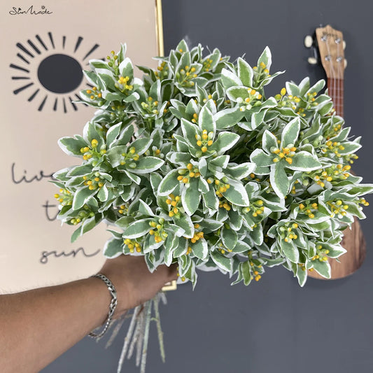 Silver Edge Artificial Leaf Stems (3 Pcs Set)