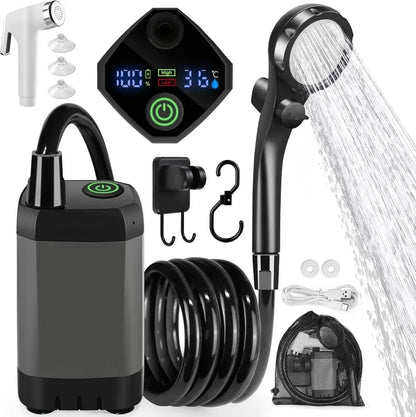 Portable Camping Shower with Smart Temperature Display