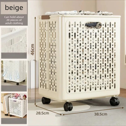Foldable Laundry Basket with Wheels – Large Rolling Clothes Hamper