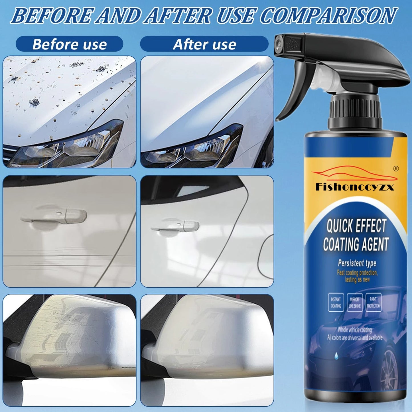 500ML Car Coating Spray – Scratch-Proof Wax & Glass Cleaner