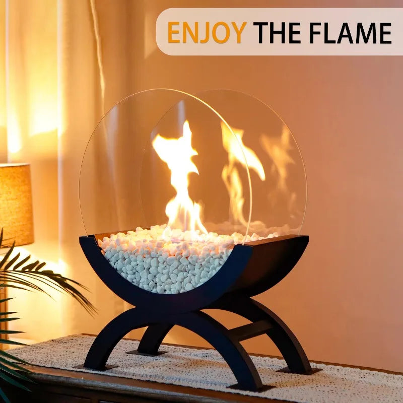 Modern Black Table Ethanol Fireplace – Indoor & Outdoor Decor Fire Pit
