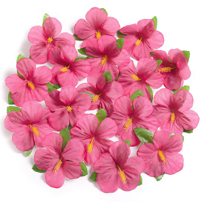 24PCS Tropical Hibiscus Silk Flowers – Colorful Hawaiian Party Table Décor