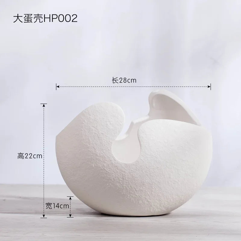 Nordic White Ceramic Egg Shell Vase – Minimalist Home Decor