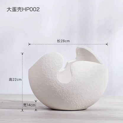 Nordic White Ceramic Egg Shell Vase – Minimalist Home Decor