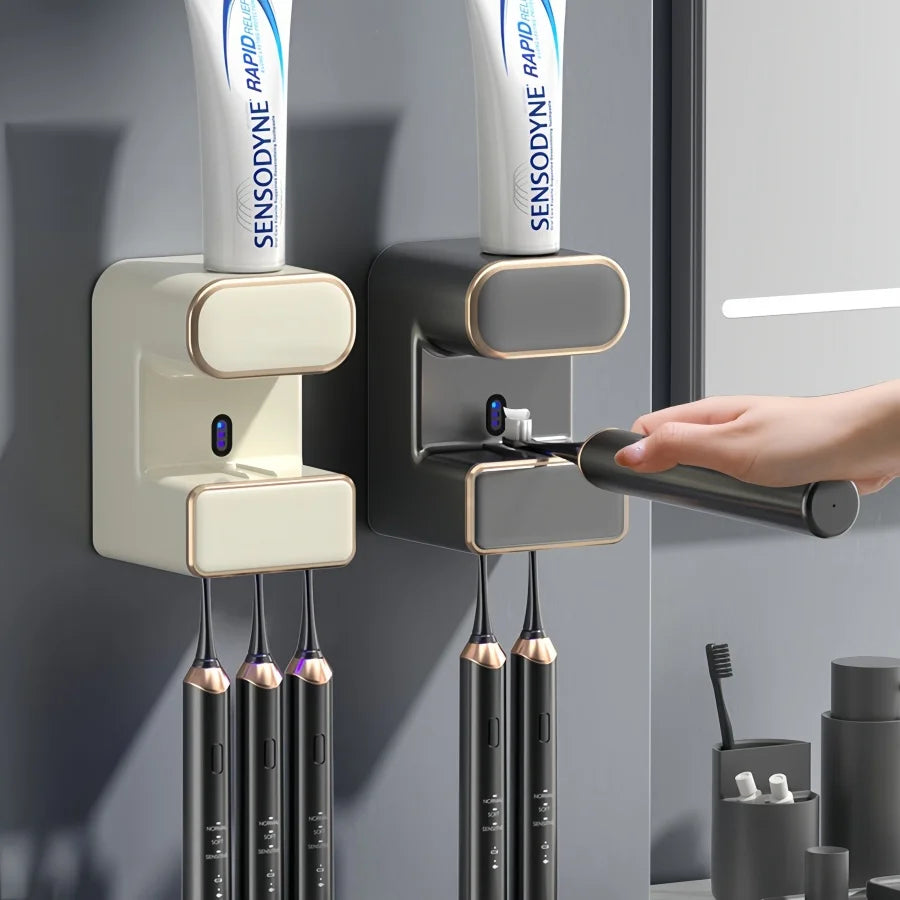 Smart UV Toothbrush & Toothpaste Dispenser Wall Mount