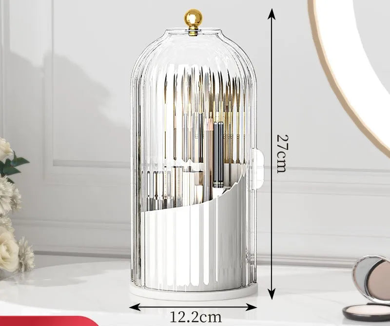 Rotating Makeup Brush Organizer With Lid