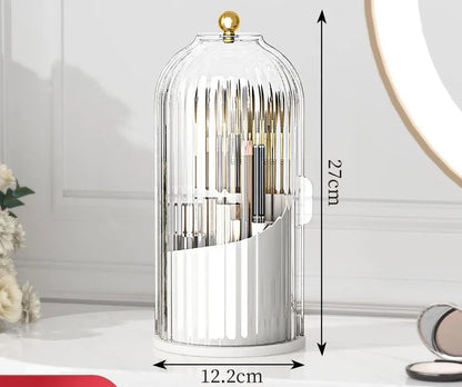 Rotating Makeup Brush Organizer With Lid