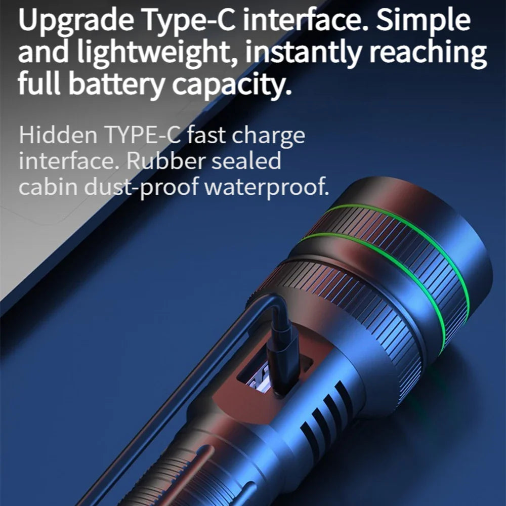 KENSUN Long-Range USB-C Tactical LED Flashlight