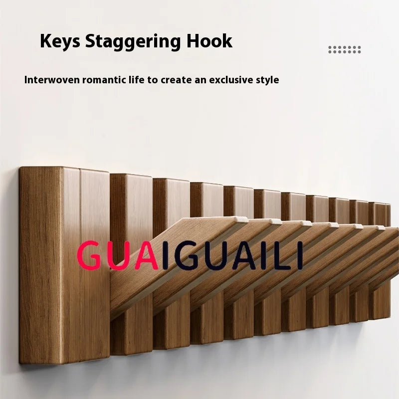 Wooden Piano Key Coat Rack – 6 Hook Wall Hanger