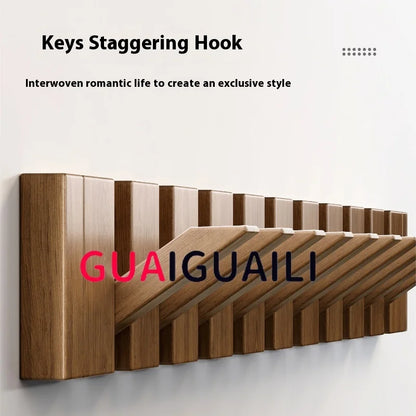 Wooden Piano Key Coat Rack – 6 Hook Wall Hanger