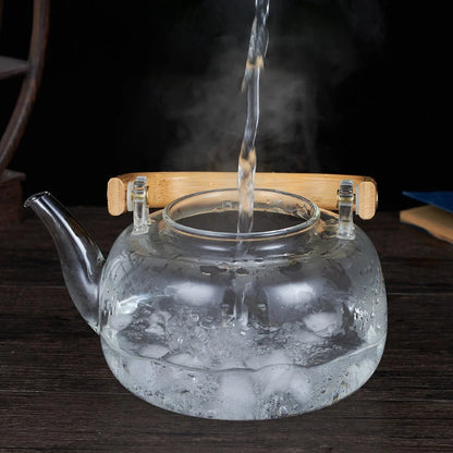 Glass Tea Pot 1200ml – Wooden Handle & Filter