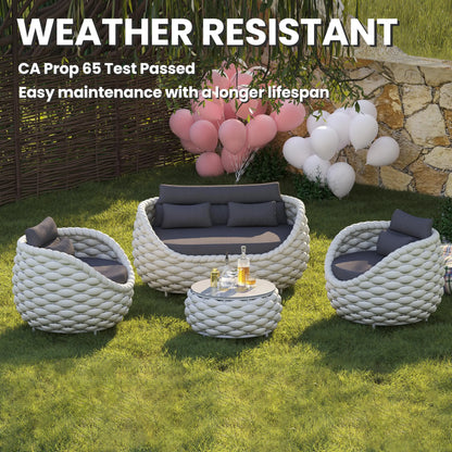 Eazy Living 2-Seater Patio Bistro Set – Outdoor PE Rattan Chairs
