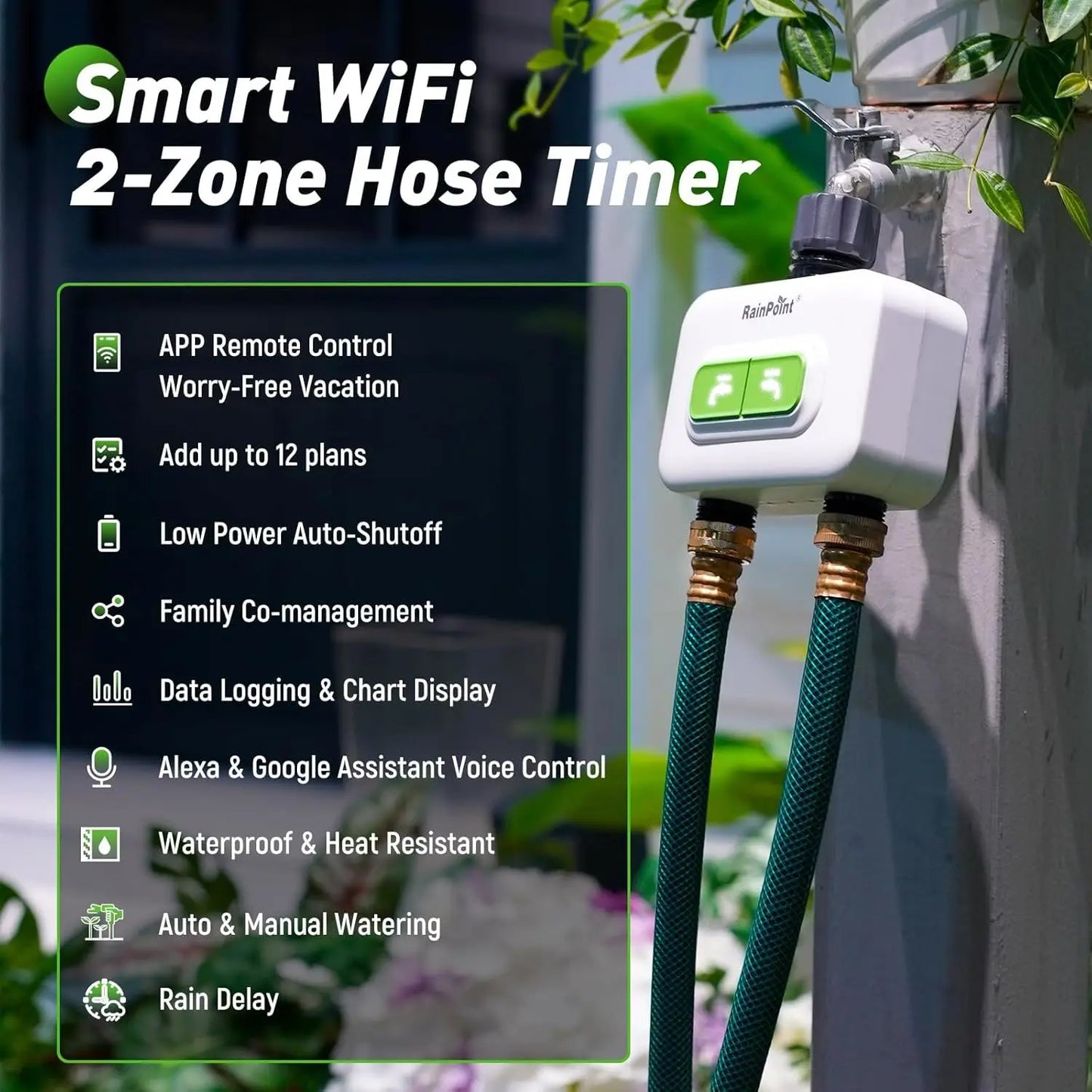 Smart 2-Zone WiFi Garden Water Timer | Automatic Sprinkler Control