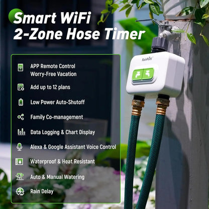 Smart 2-Zone WiFi Garden Water Timer | Automatic Sprinkler Control