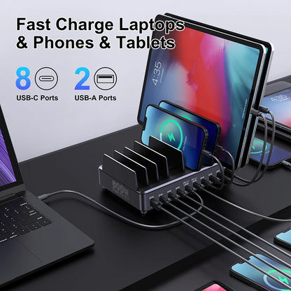 600W 10-Port GaN PD Fast Charging Station