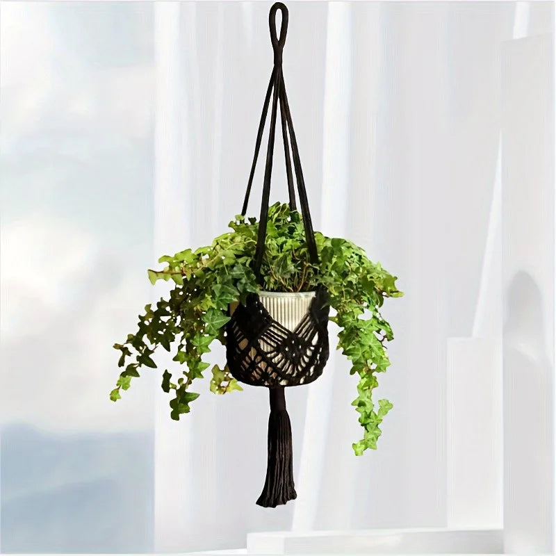 Boho Macrame Plant Hanger – Hanging Rope Basket for Plants