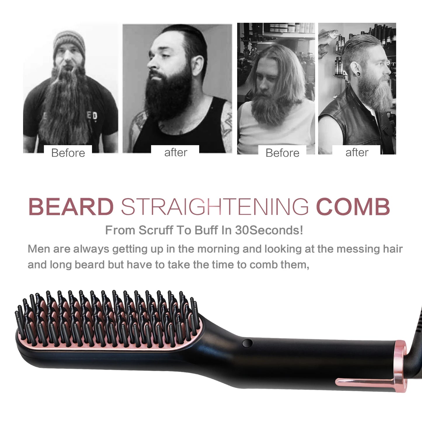 Beard Straightener Comb – Quick Heat Styling Brush