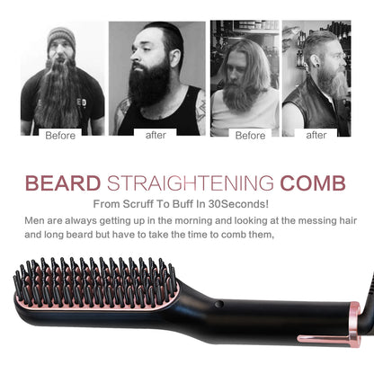 Beard Straightener Comb – Quick Heat Styling Brush
