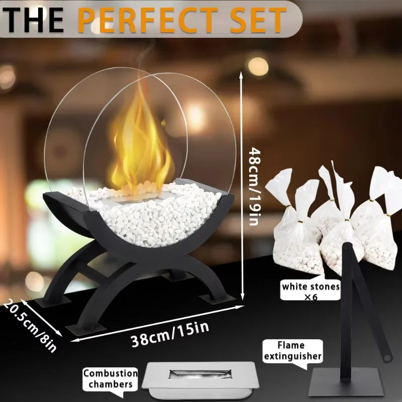 Modern Black Table Ethanol Fireplace – Indoor & Outdoor Decor Fire Pit