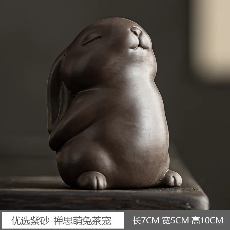 Cute Purple Clay Rabbit Tea Pet – Tea Table Ornament