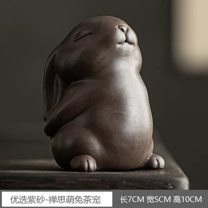 Cute Purple Clay Rabbit Tea Pet – Tea Table Ornament